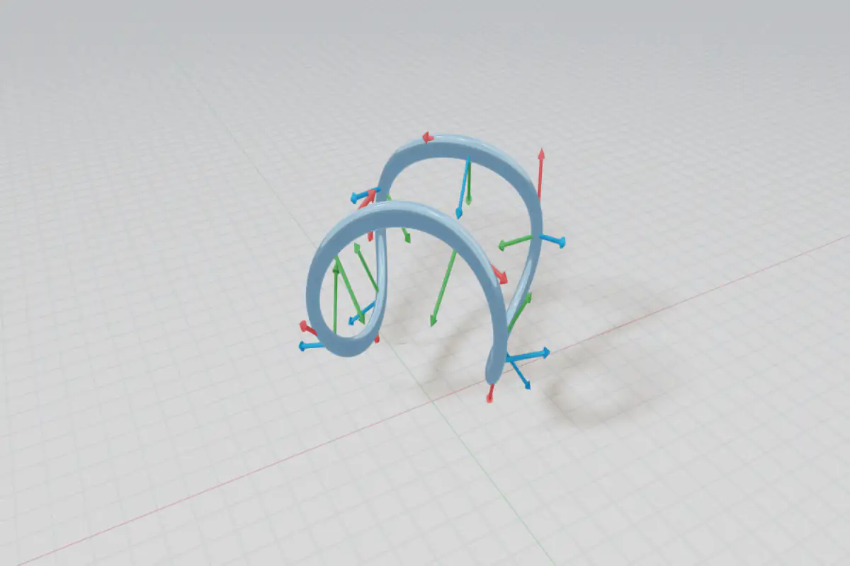 Space curve with Frenet-Serret tangent, normal, and binormal arrows