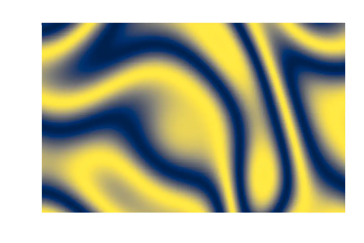 A flowing plasma pattern of bright and dark bands in blue, olive and yellow