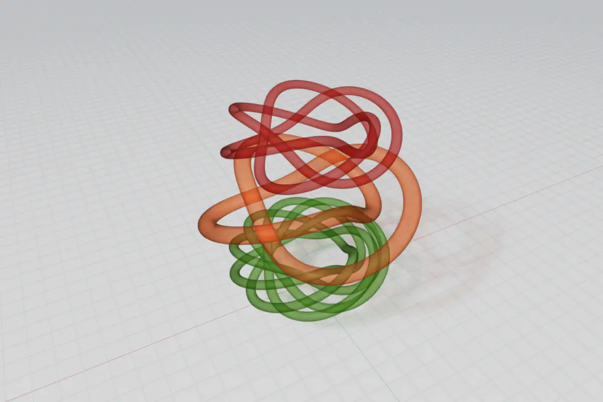 Three torus knots with different winding ratios