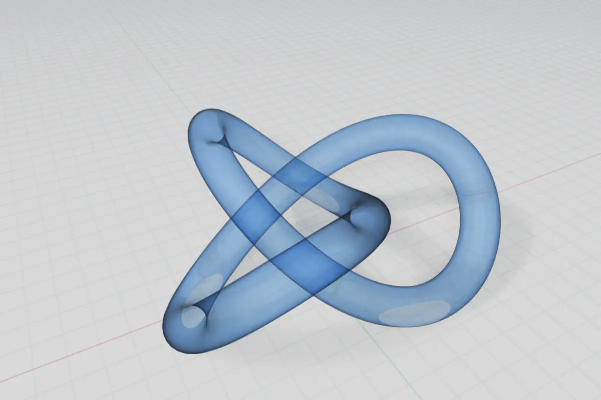 Trefoil knot space curve with three crossings